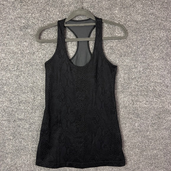 Lululemon Tank Top Womens Size 4 Black Snake Print Racerback Athletic - Picture 1 of 7